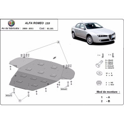 Метална кора под двигател и скоростна кутия за Alfa Romeo 159