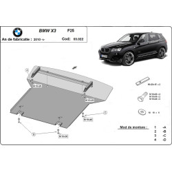 Метална кора под двигател BMW X3 (F25) от 2010