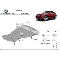 Метална кора под двигател BMW X6 (E71, E72) от 2008 до 2012