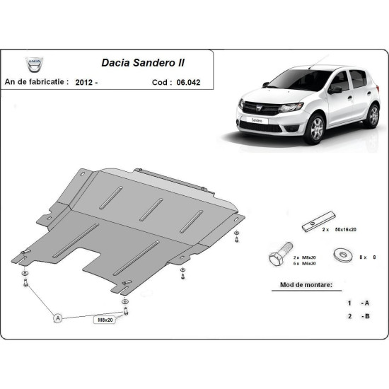 Метална кора под двигател и скоростна кутия DACIA SANDERO от 2012