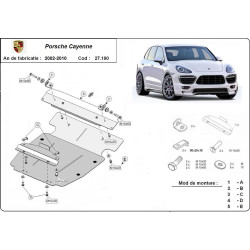 Метална кора под двигател PORSCHE CAYENNE (955) от 2002 до 2007