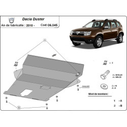 Метална кора под двигател, скоростна кутия и радиатор - алуминиева 6mm DACIA DUSTER от 2010 до 2013