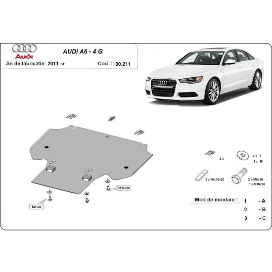 Метална кора под скоростна кутия AUDI A6 (4G2, C7, 4GC) от 2010