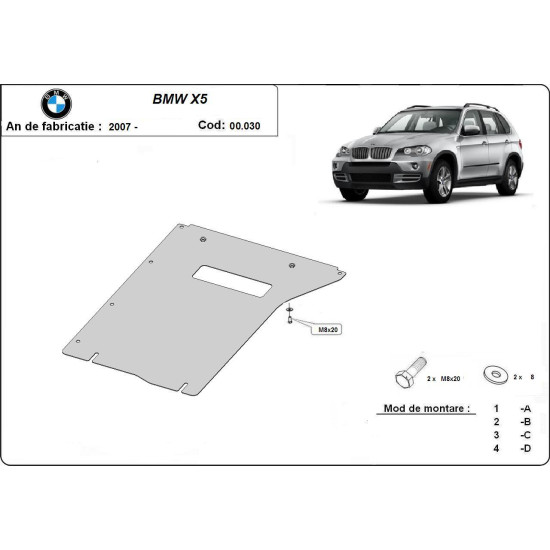 Метална кора под скоростна кутия BMW X5 (F15, F85) от 2013